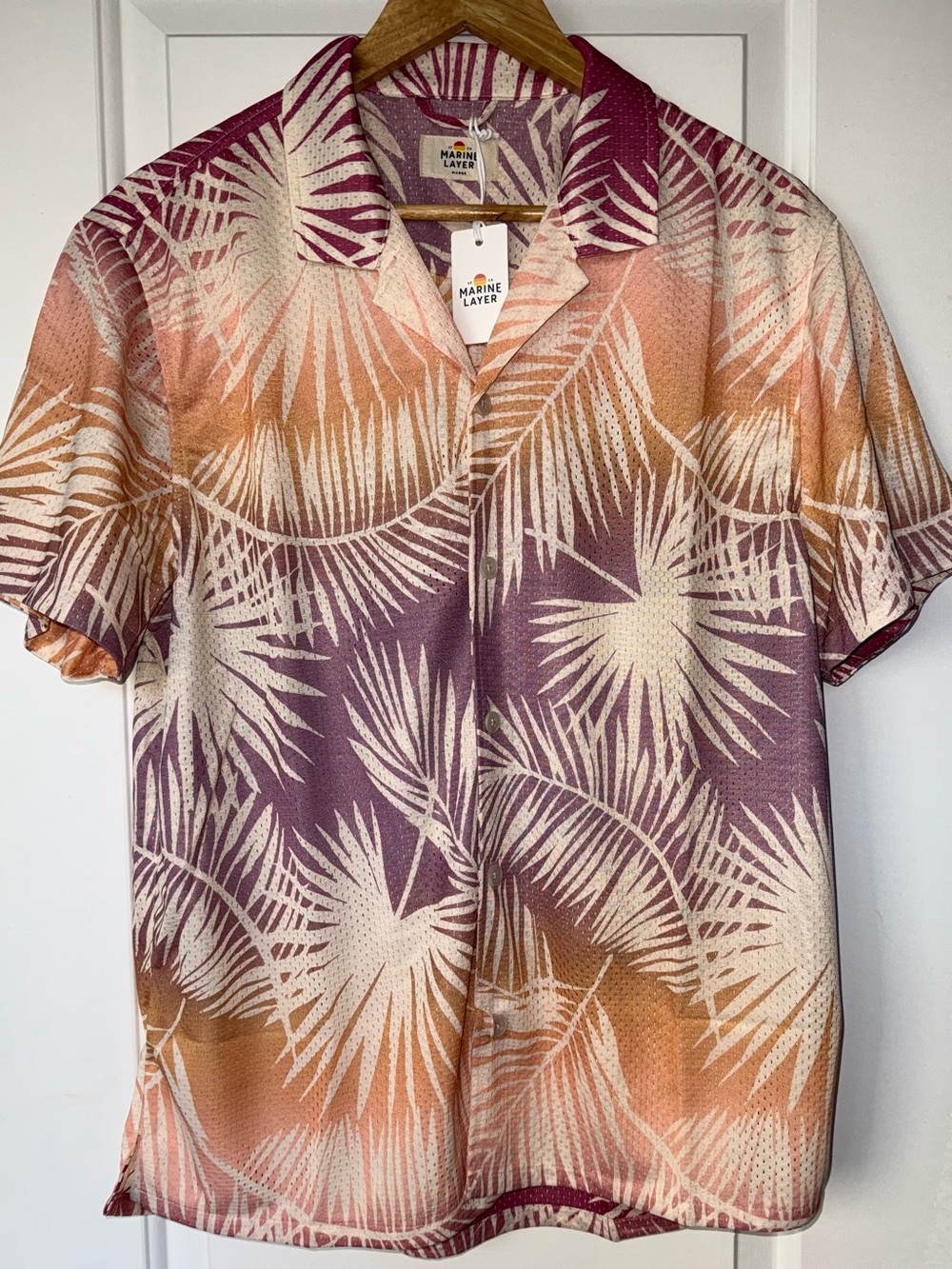 Marine Layer NWT "Sunset Frond" Mesh Casual Button-Down Shirt - Size Marge (M/L)